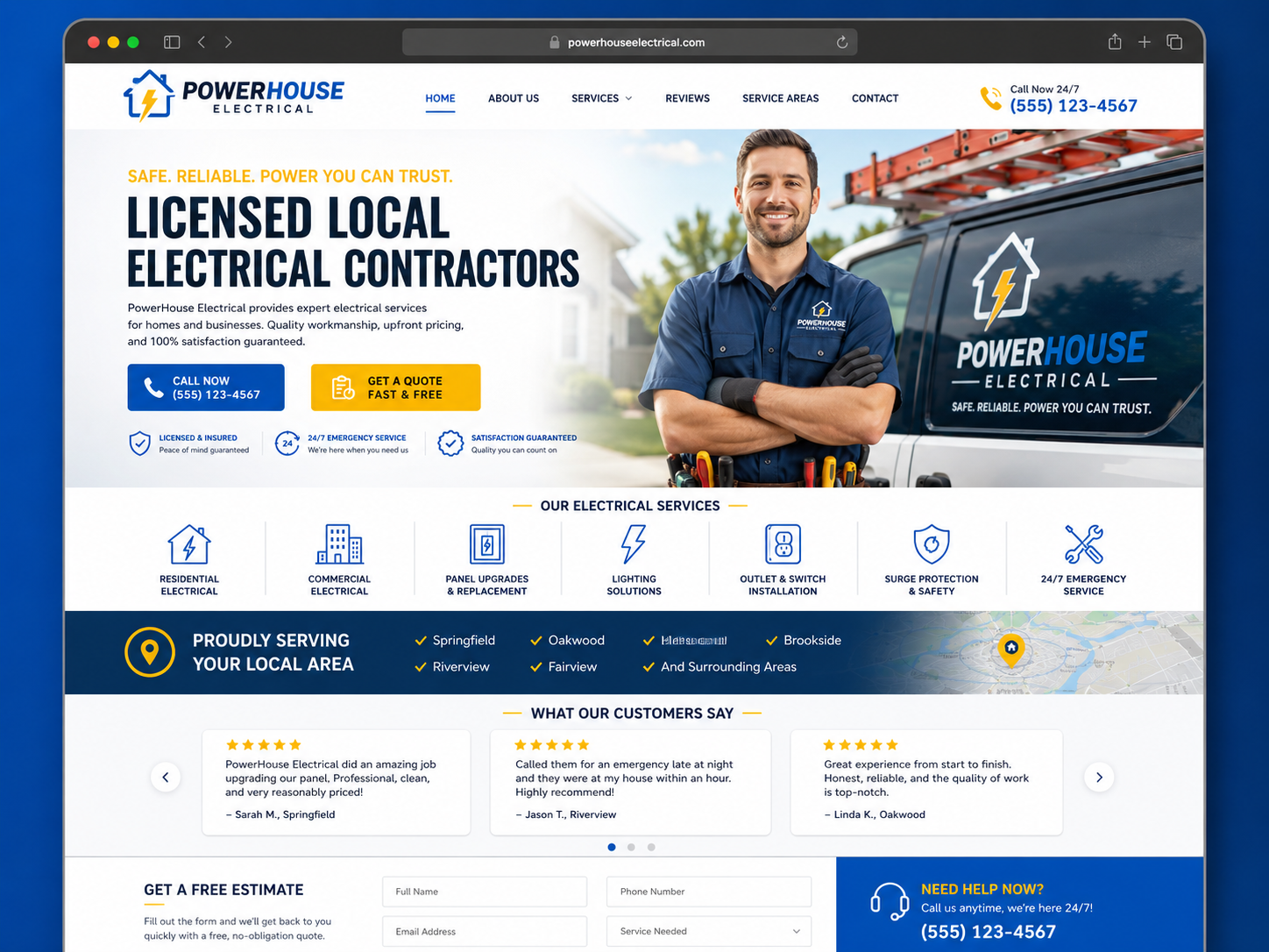 Electrician website design concept
